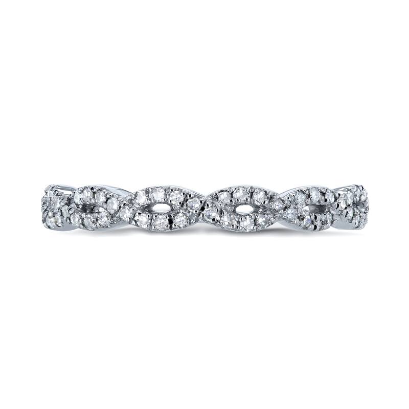 Annello by Kobelli 10k White Gold 1/3ct TDW Diamond Braided Eternity Wedding Ring (H-I, I2)