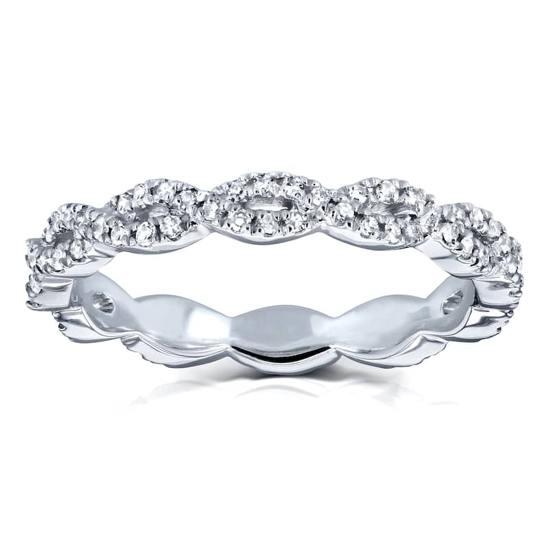 Annello by Kobelli 10k White Gold 1/3ct TDW Diamond Braided Eternity Wedding Ring (H-I, I2)