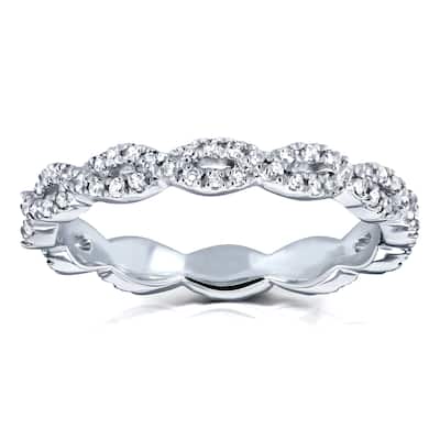 Annello by Kobelli 10k White Gold 1/3ct TDW Diamond Braided Eternity Wedding Ring (H-I, I2)