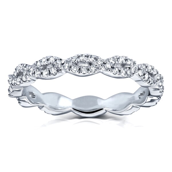 Annello by Kobelli 10k White Gold 1/3ct TDW Diamond Braided Eternity Wedding Ring (H-I, I2)