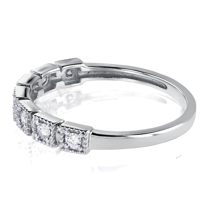 Annello by Kobelli 10k White Gold 1/6ct TDW Diamond Wedding Ring (H-I, I2)