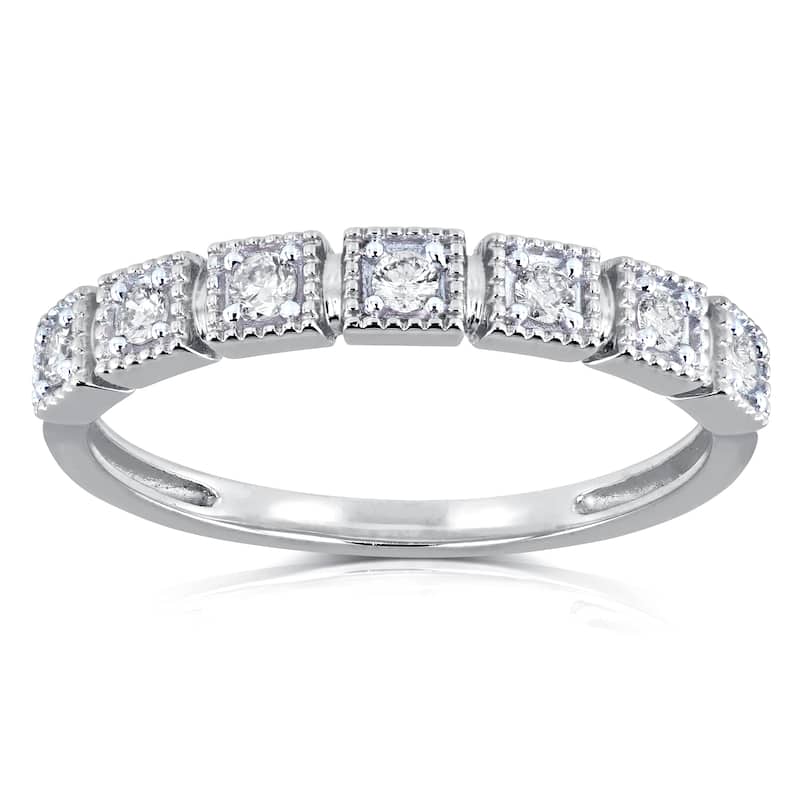 Annello by Kobelli 10k White Gold 1/6ct TDW Diamond Wedding Ring (H-I, I2)