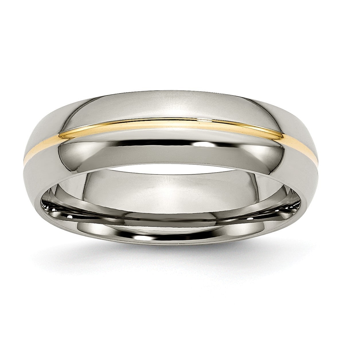 Titanium Yellow IP-plated Grooved 6mm Polished Band Size 10.5 Length Width 6
