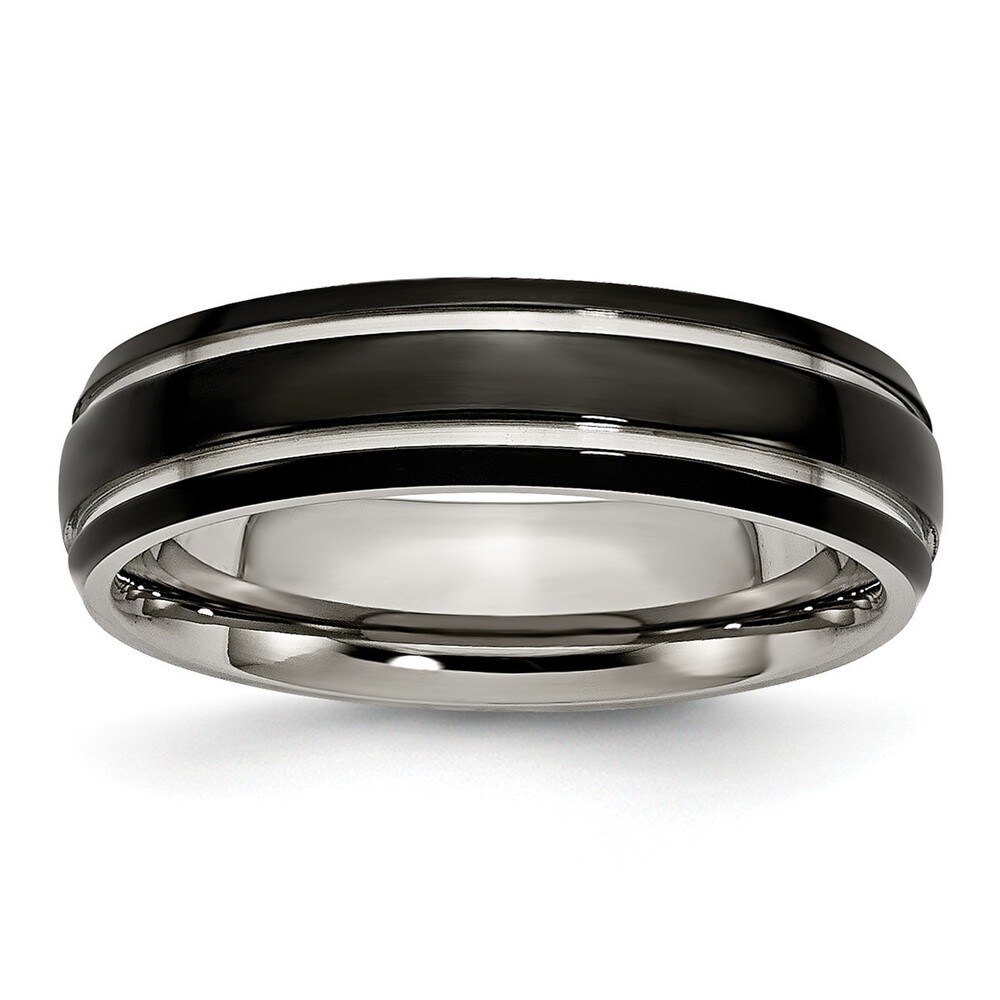 Beautiful Titanium Yellow IP-plated Grooved 6mm Polished Band