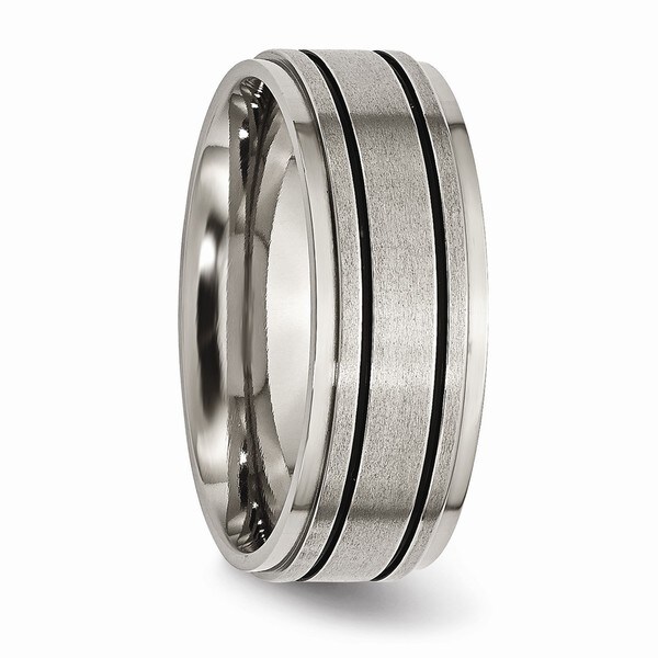 Bridal Titanium Enameled Grooved Flat 8mm Polished Band
