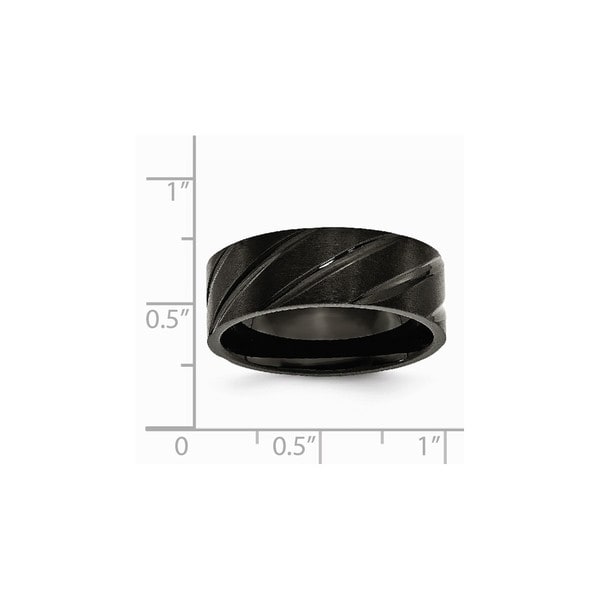 Titanium Swirl Design Black IP-plated 8mm Brushed//Polished Band