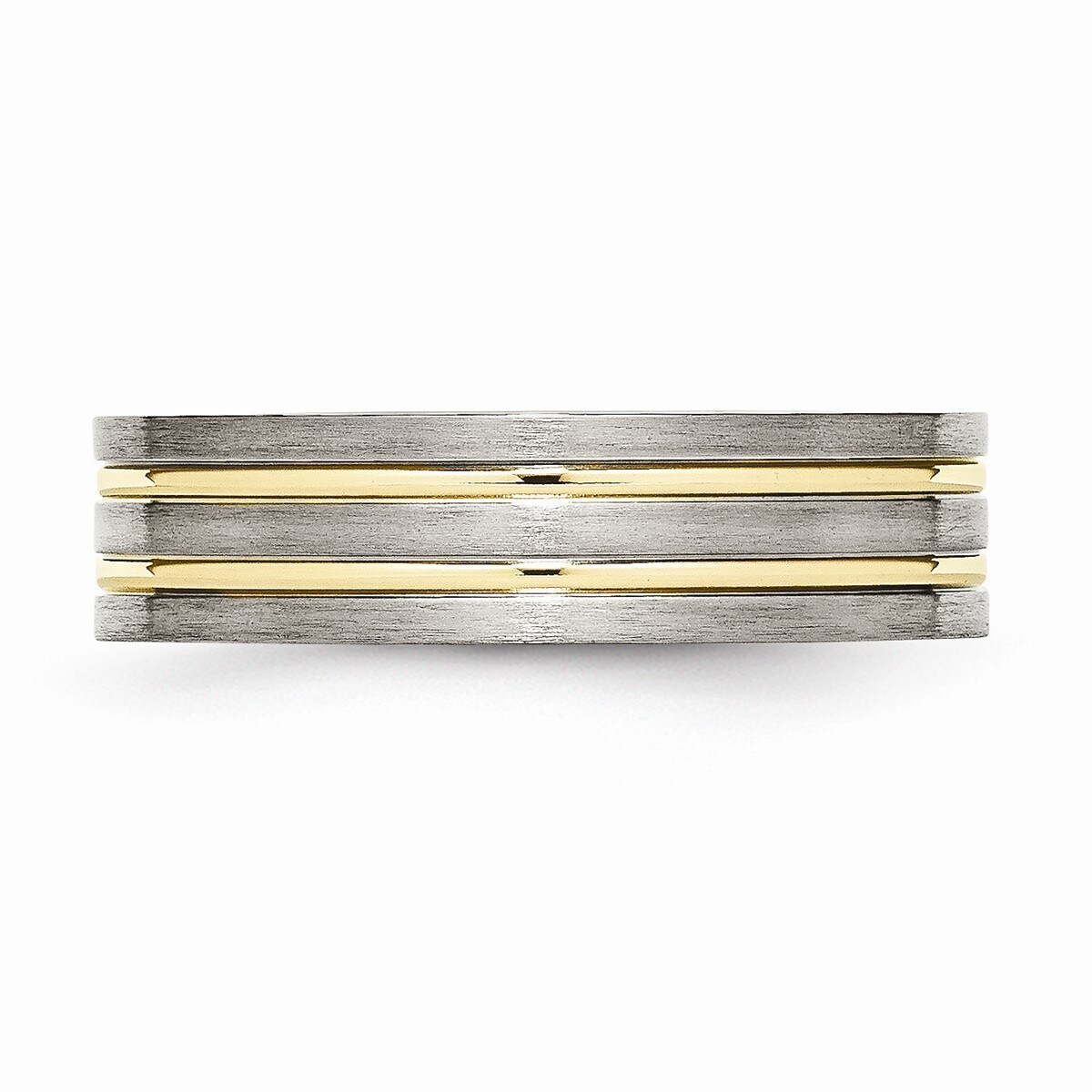 Beautiful Titanium Grooved Yellow IP-plated 6mm Brushed & Polished Band