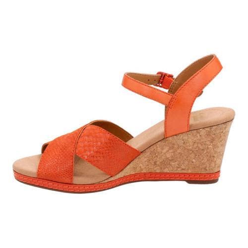 clarks orange wedge sandals