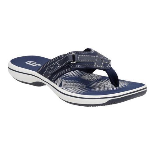 Women's Clarks Breeze Sea Flip Flop Navy Synthetic