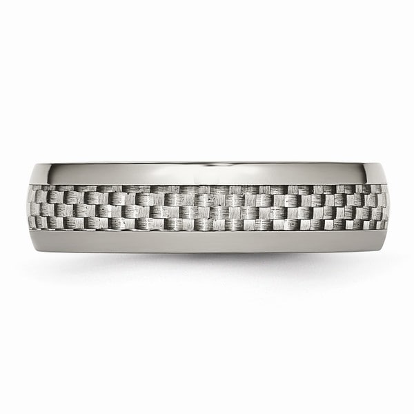 Titanium Polished Grey Carbon Fiber Inlay 6mm Band