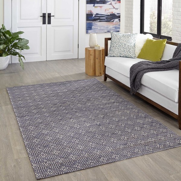 Shop Momeni Bengal Blue Jute Flatweave Area Rug - 8' x 10' - On Sale ...