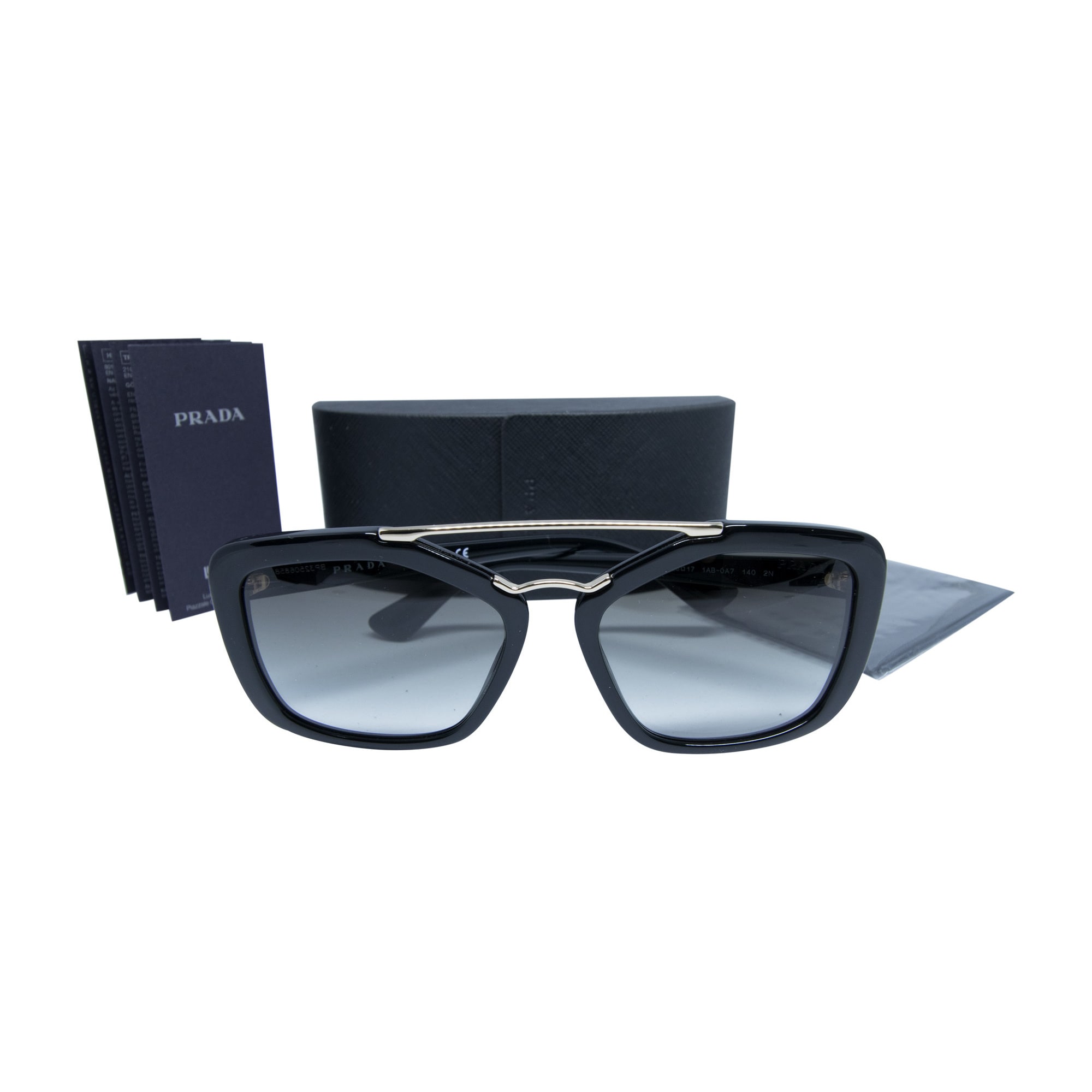 Prada SPR 24R 1AB-0A7 Unisex Black Frame Grey lenses sunglasses (As Is Item)