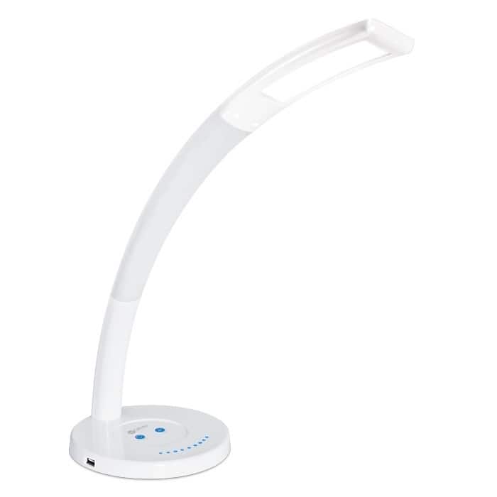 OttLite LED Natural Daylight Cobra Desk Lamp White w/ 2.1A USB