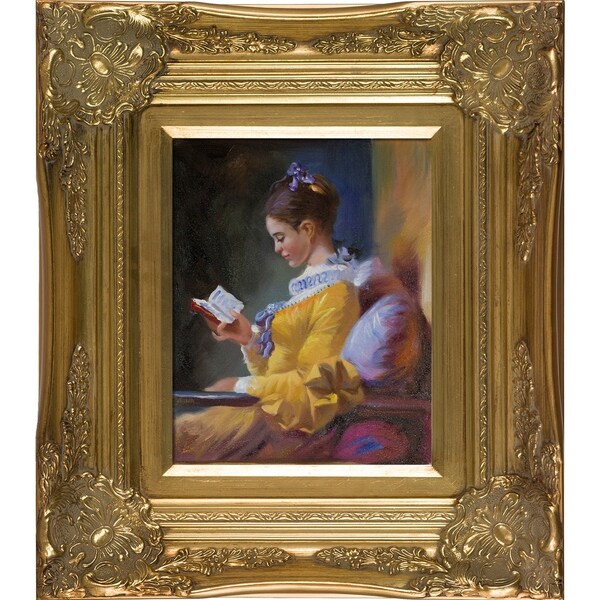 Vintage Young Girl Reading Oil Reproduction by Jean-Honore Fragonard ...