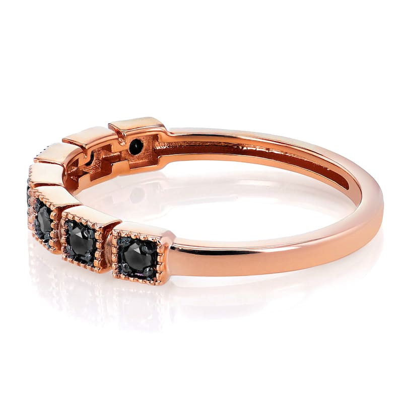 Annello by Kobelli 10k Rose Gold 1/6ct TDW Black Diamond Wedding Ring
