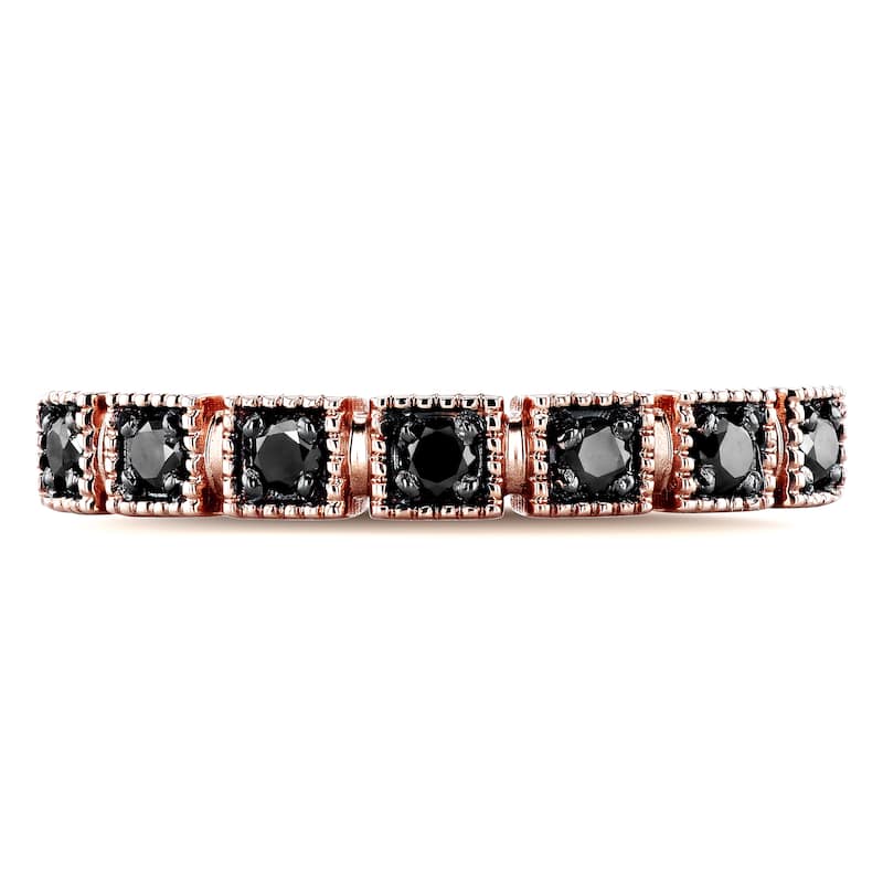 Annello by Kobelli 10k Rose Gold 1/6ct TDW Black Diamond Wedding Ring
