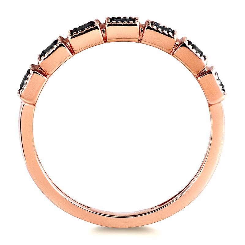 Annello by Kobelli 10k Rose Gold 1/6ct TDW Black Diamond Wedding Ring