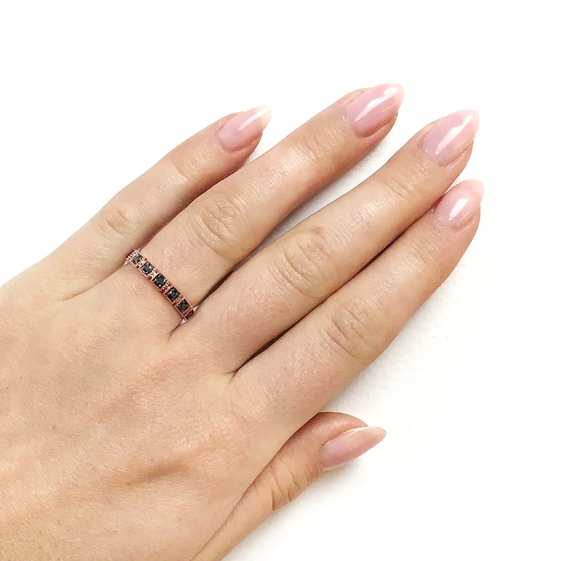 Annello by Kobelli 10k Rose Gold 1/6ct TDW Black Diamond Wedding Ring