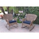 Jeco Windsor Honey Resin Wicker Rocker Chair with Cushions (Set of 2 ...