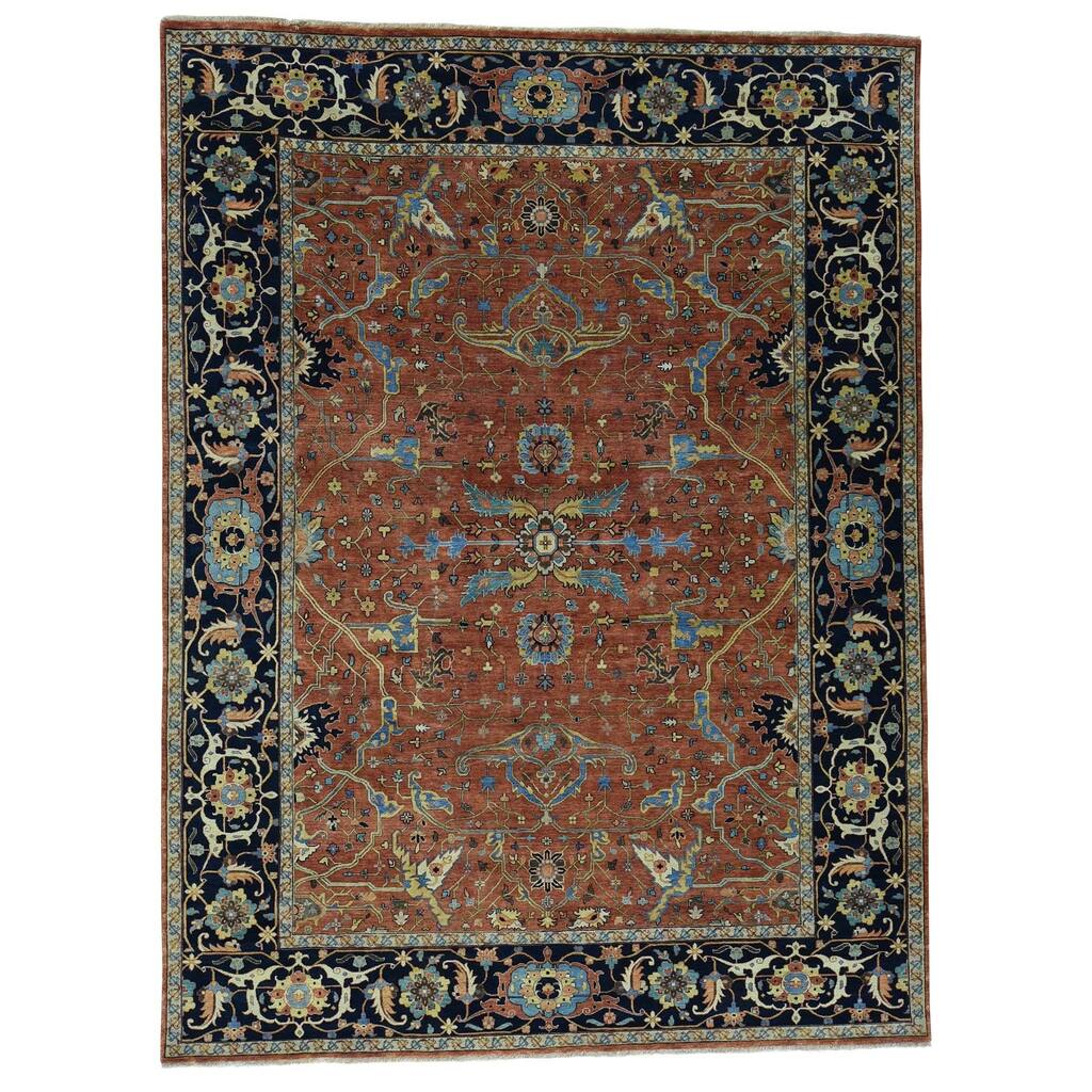 Shahbanu Rugs Antiqued Heriz Recreation Hand-Knotted Pure Wool Rug (8'10"x11'10")