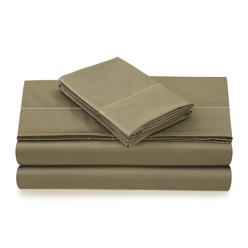 500 Thread Count Sateen Hemstitch Extra Deep Pocket Solid Bed Sheet Set