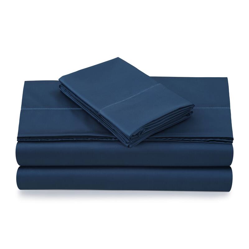 500 Thread Count Sateen Hemstitch Extra Deep Pocket Solid Bed Sheet Set
