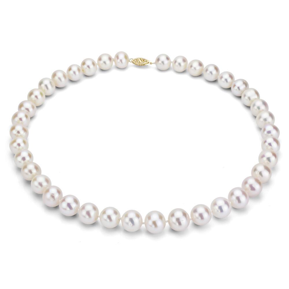 DaVonna 14K Yellow Gold White Freshwater Cultured Pearl Strand Necklace (16-36 inches)