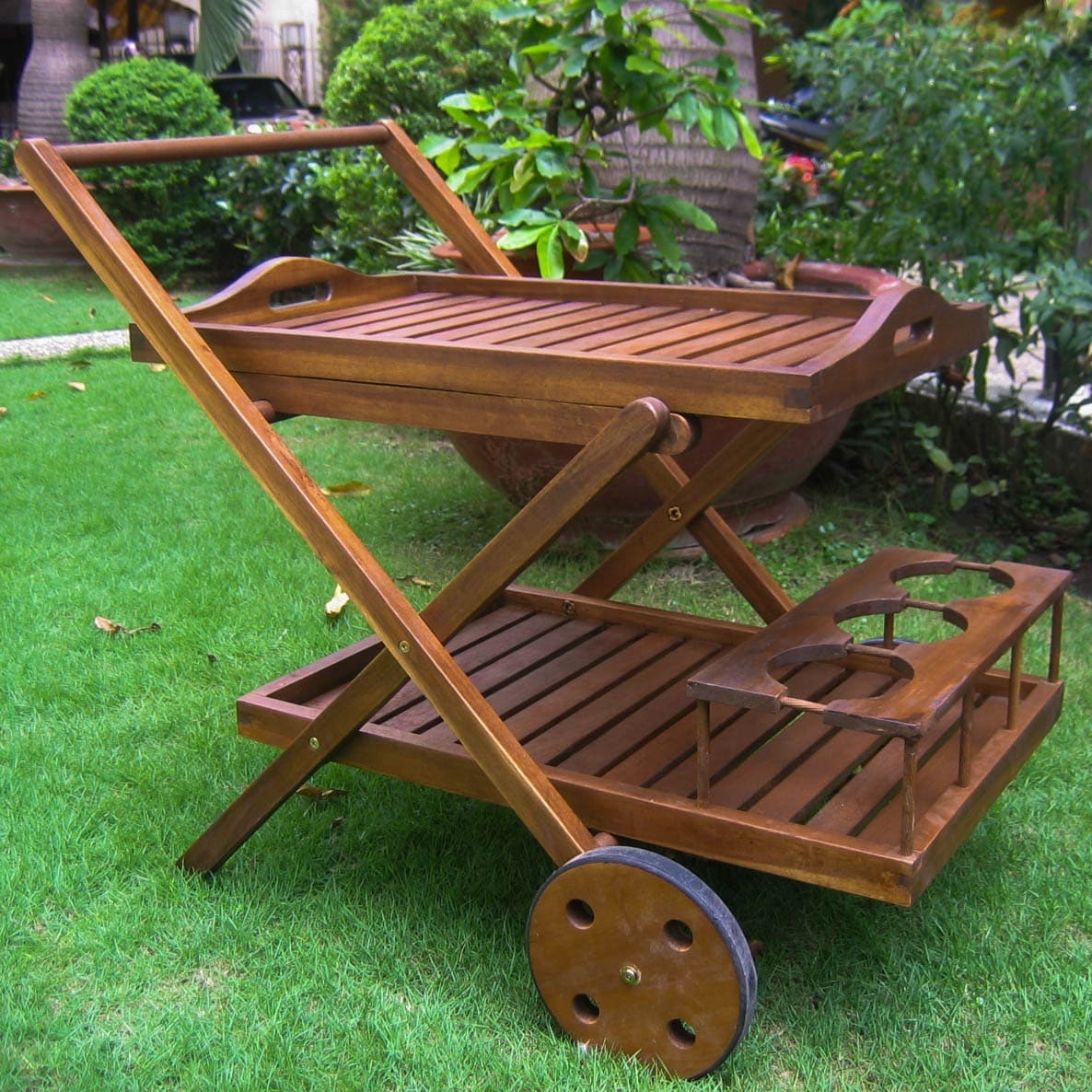 International Caravan Acacia Wood Bar Trolley