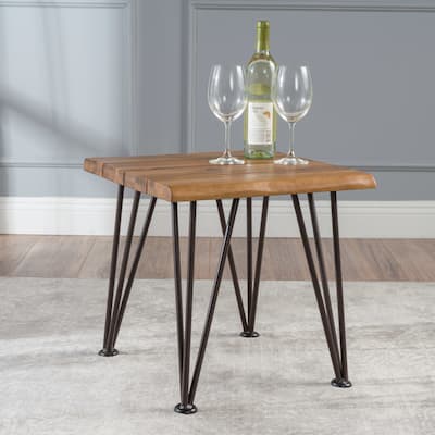 Geania Acacia Wood Industrial Side Table by Christopher Knight Home