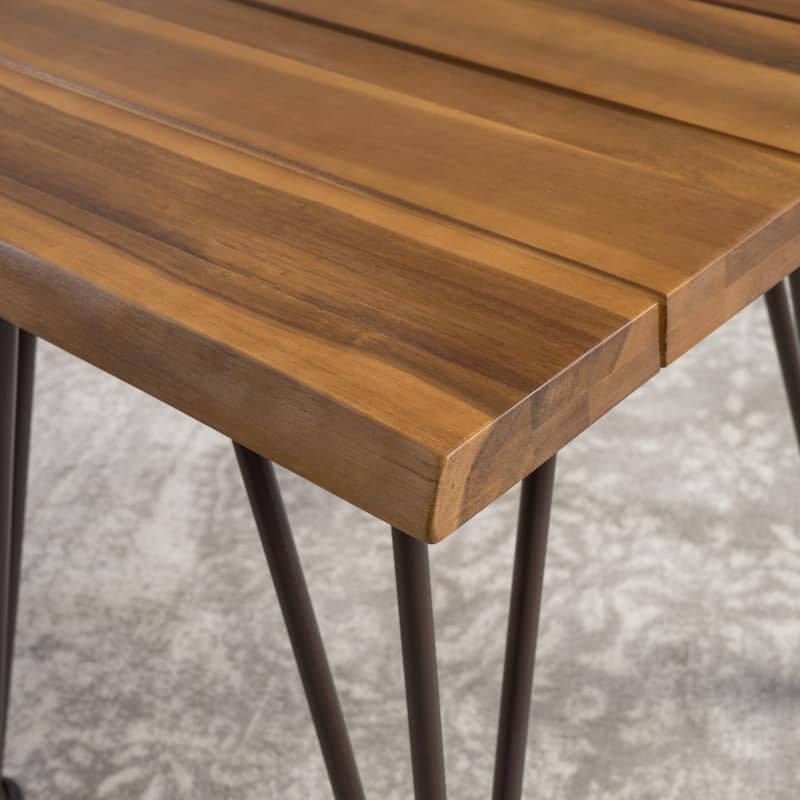 Geania Acacia Wood Industrial Side Table by Christopher Knight Home