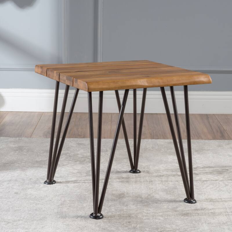 Geania Acacia Wood Industrial Side Table by Christopher Knight Home