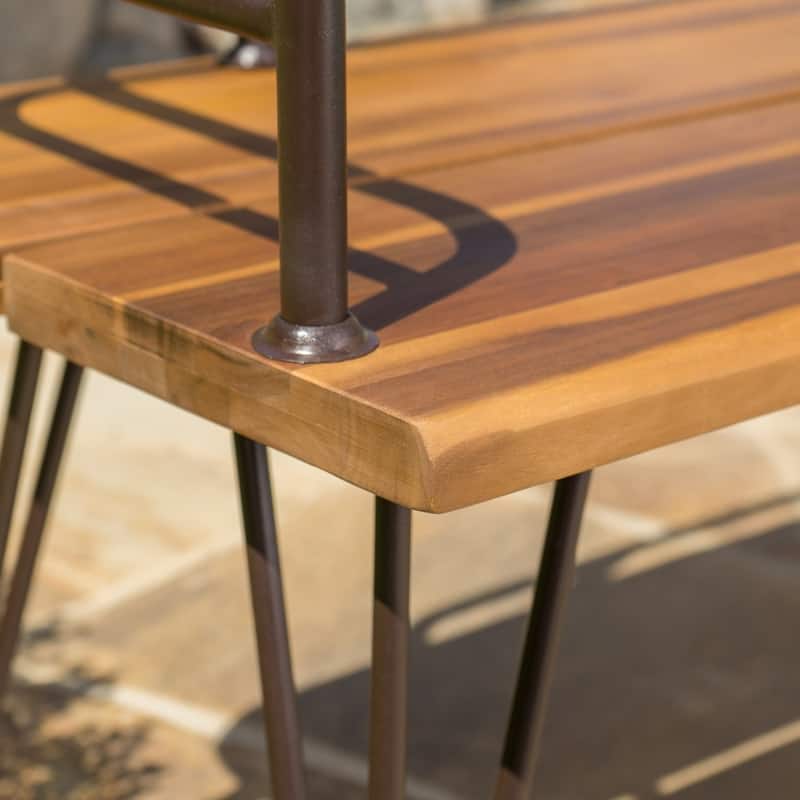 Zion Outdoor Industrial Acacia Wood Bench by Christopher Knight Home