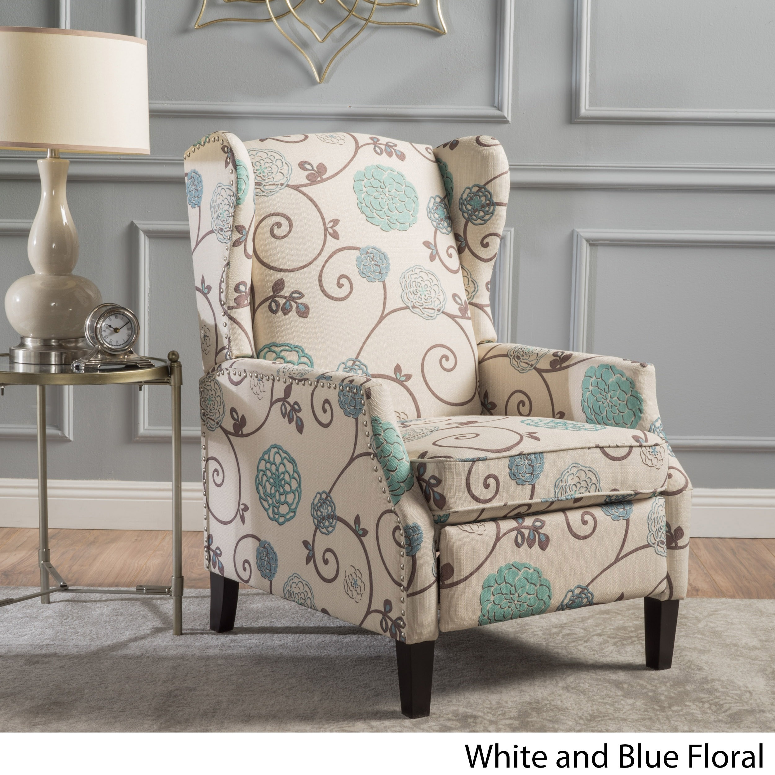 Floral Fabric Wing Back Recliner Chair | Zion Modern House