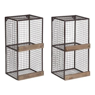 Kate and Laurel Linde 2-pack Metal Cage Organizer Wall Shelves