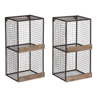 Kate and Laurel Linde 2-pack Metal Cage Organizer Wall Shelves