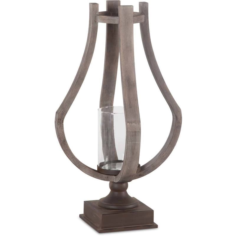 Brillion Large Rustic Wood/Metal Table Candle Holder