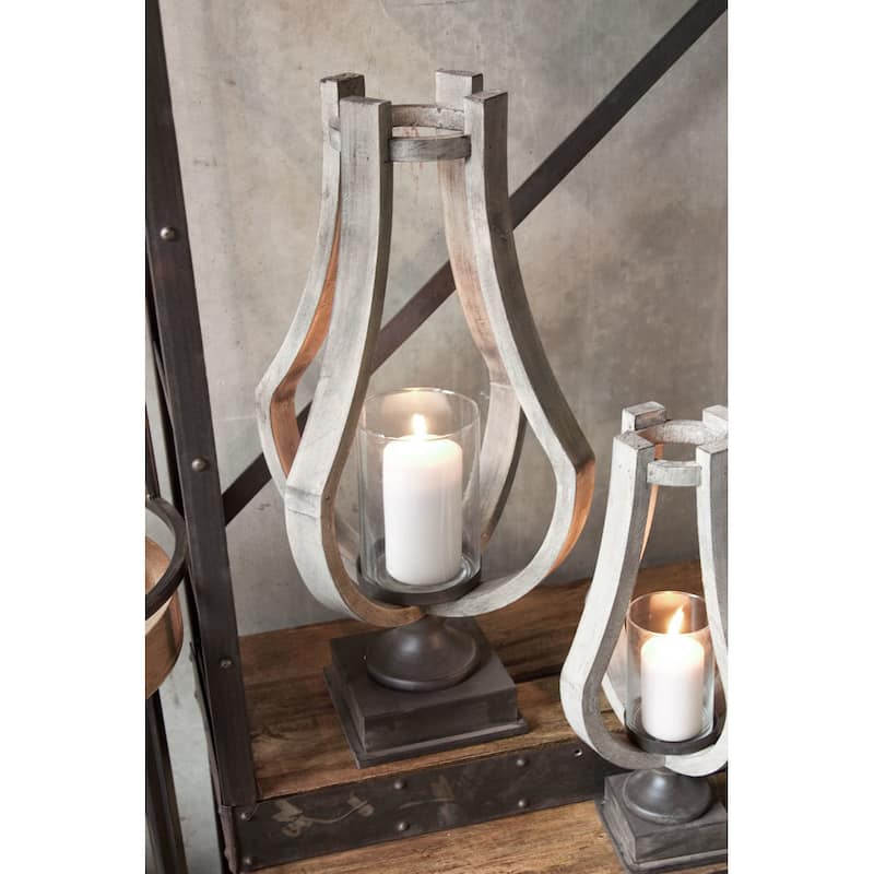 Brillion Large Rustic Wood/Metal Table Candle Holder