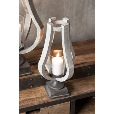 Brillion Small Rustic Wood Metal Table Candle Holder