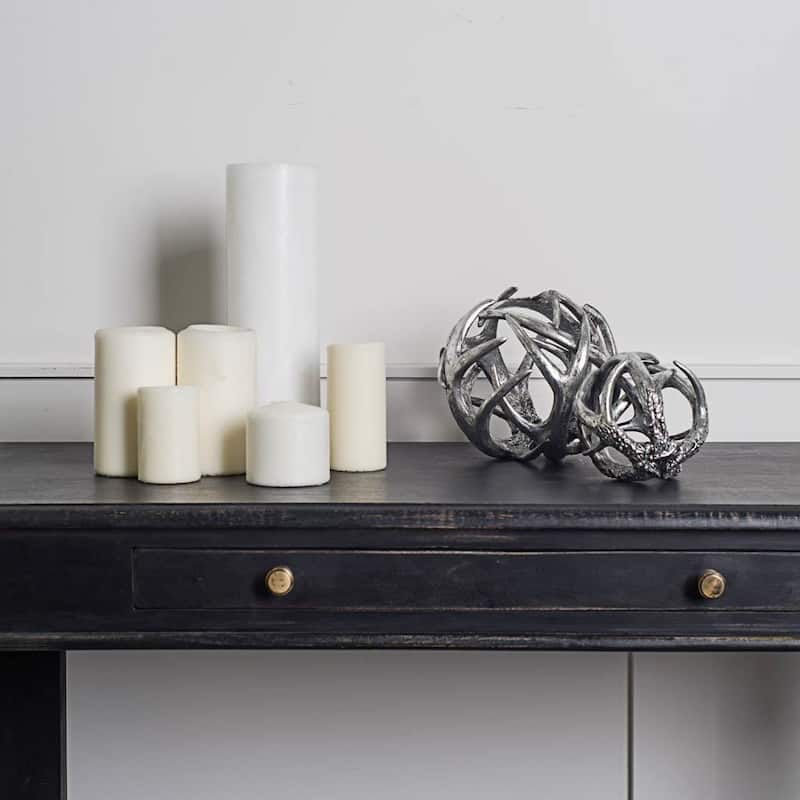 Ramus III (Small) Silver Antler Shaped Decorative Orb Ball - 4.7L x 4.7W x 4.7H