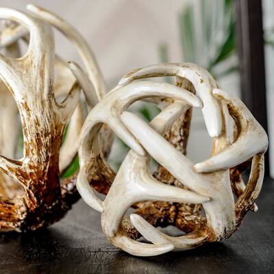 Ramus I (Small) Brown Antler Shaped Decorative Resin Orb Ball - Small
