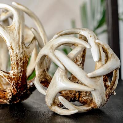 Ramus I (Small) Brown Antler Shaped Decorative Resin Orb Ball - Small