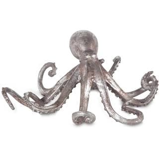 Powell Tavolino D'accento Octopus In Argento Con Piano In Vetro, Design Polpo, Per Interni/esterni