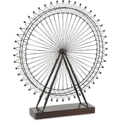 London Eye III Ferris Wheel Black Metal/Wood Accent Piece - 5.0L x 28.7W x 31.9H