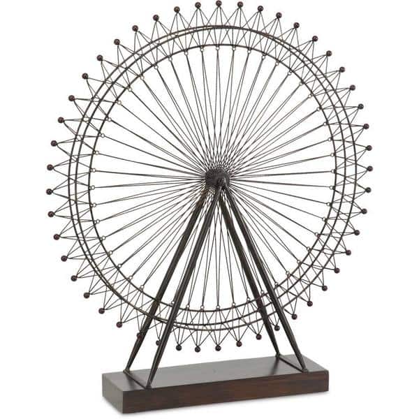 slide 2 of 3, London Eye III Ferris Wheel Black Metal/Wood Accent Piece - 5.0L x 28.7W x 31.9H