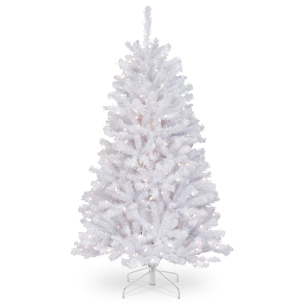 4.5 ft. North Valley White Spruce Tree with Clear Lights | Overstock ...