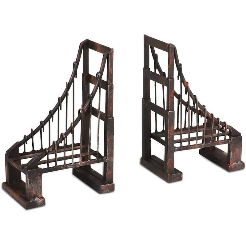Wrought Iron Suspension Bridge Bookends - 19.0L x 3.9W x 10.0H