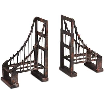 Wrought Iron Suspension Bridge Bookends - 19.0L x 3.9W x 10.0H