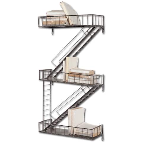 Gastown Wall-Mounted Fire Escape Shelf - 21.5"W x 7.3"D x 42.1"H