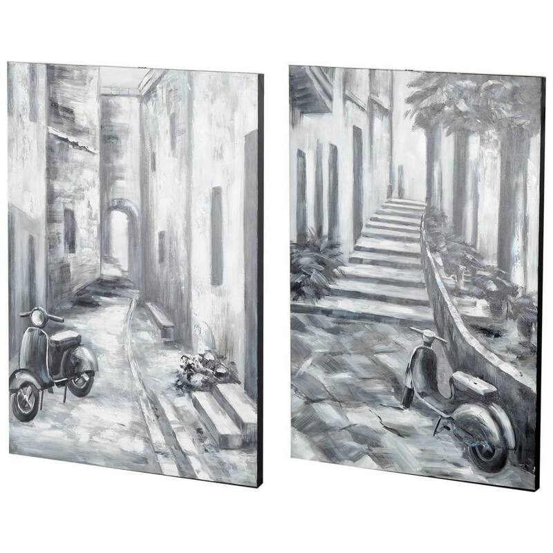 Memory Lanes Diptych Italian Laneway Original Hand Painted on Canvas Oil Painting (Set of 2)