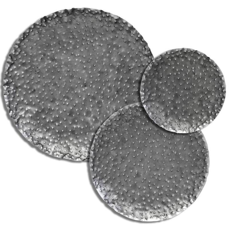 Lanx Decorative Black & Grey Metal Plates, Set of 3